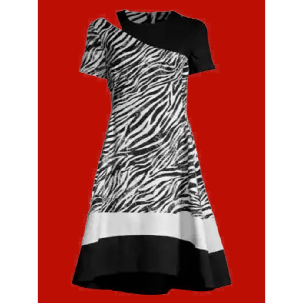 Donna Karan Monochrome Zebra Midi Dress
